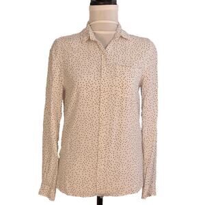Beach Lunch Lounge White Polka Dot Button Down Blouse - Small
